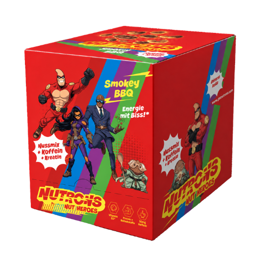 Verschlossene Smokey BBQ Energybox von Nutrons in der Aufstellverpackung